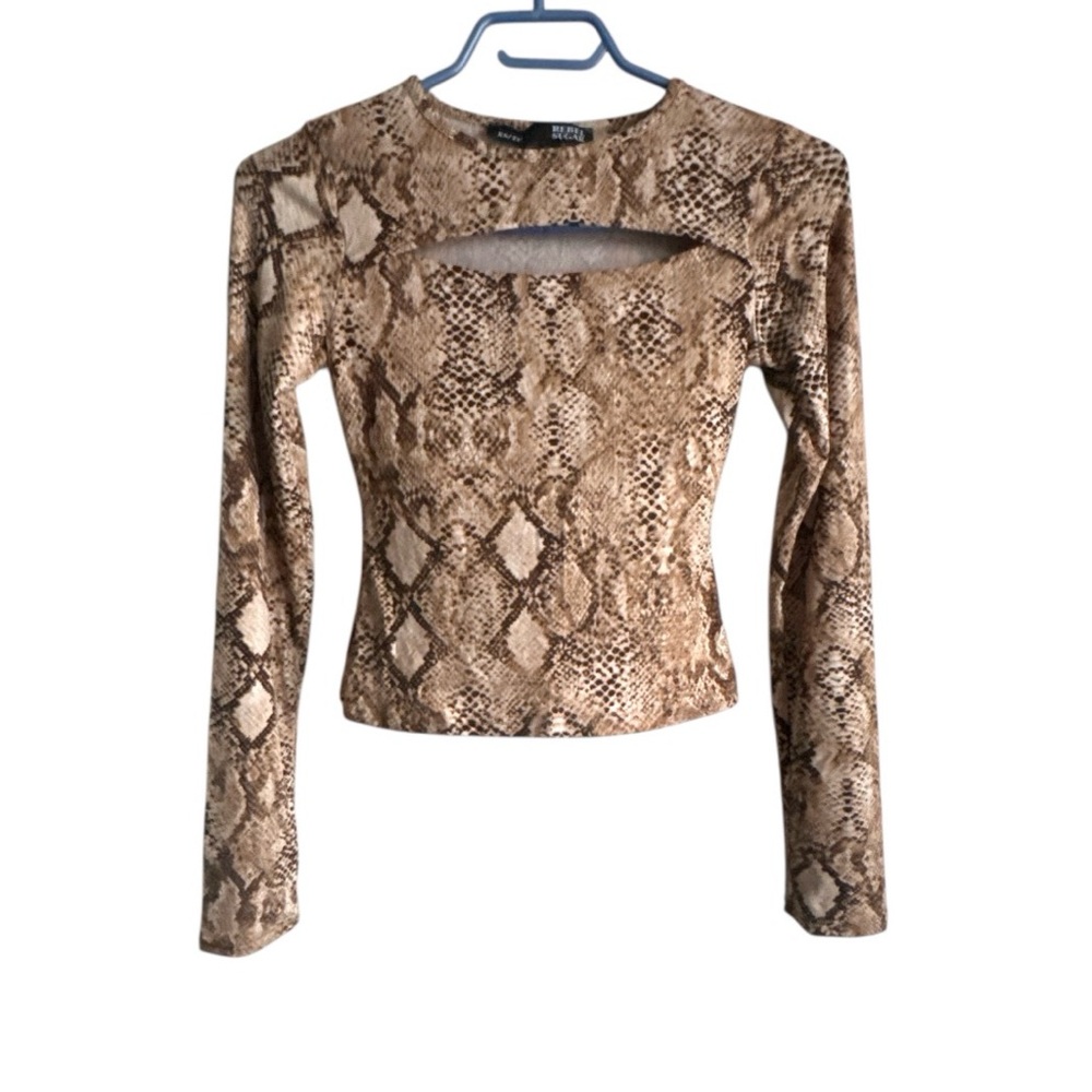 Rebel Sugar Women’s Snakeskin Keyhole Front Long Sleeve Top Sz XS